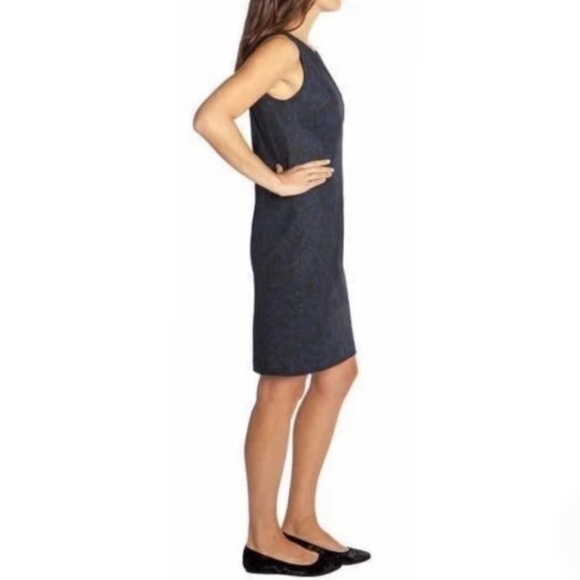 Mario Serrani Women's Blue Black Printed Unlined Comfort Knit Shift Dress Size S - Picture 4 of 10